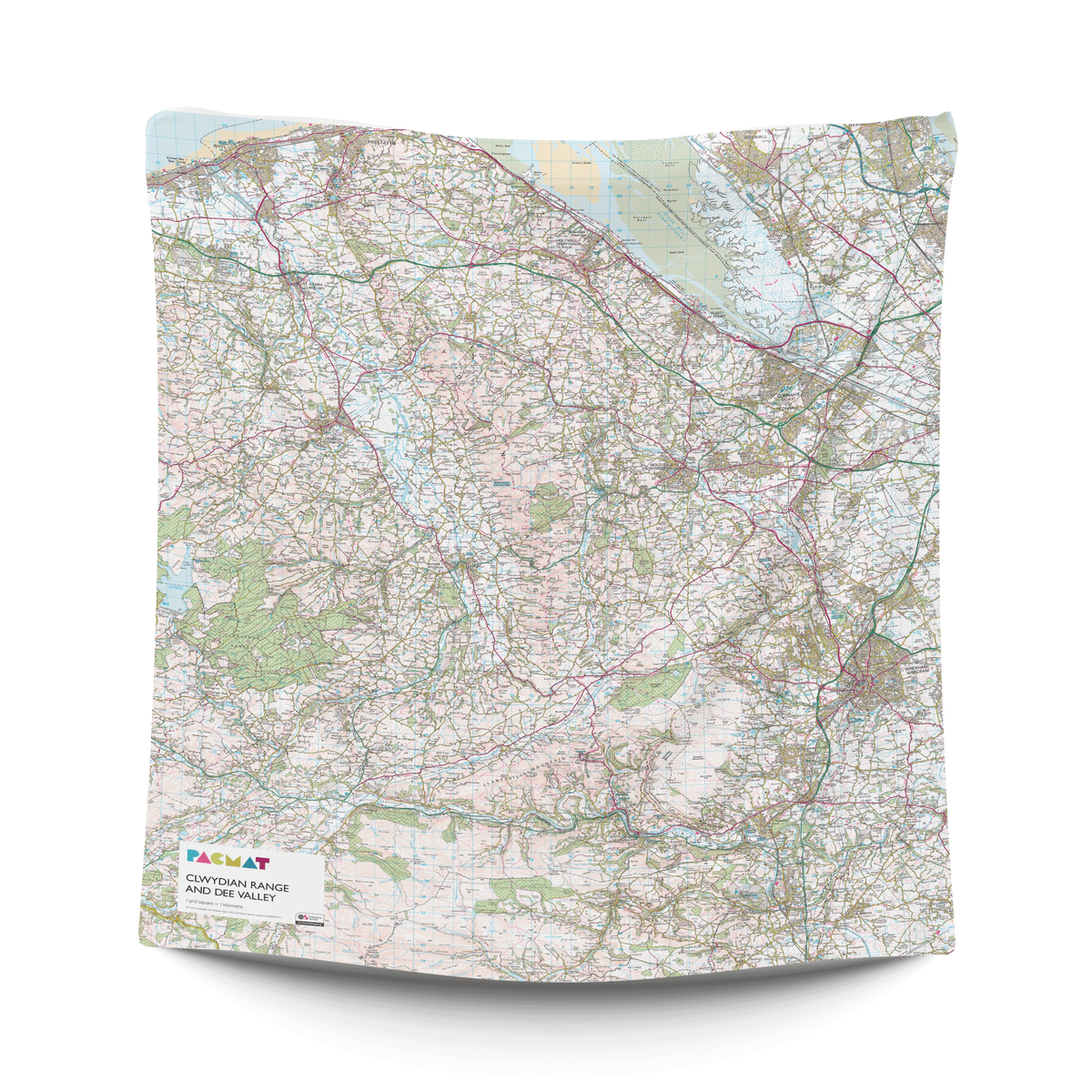 Moel Famau, Clwydian Range and Dee Valley OS PACMAT Picnic Blanket with ...