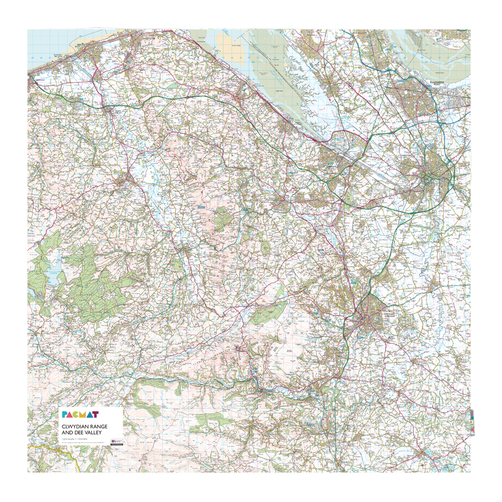 Clwydian Range and Dee Valley OS PACMAT Picnic Blanket with map design ...