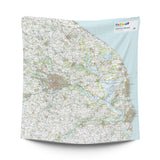 A large picnic blanket featuring a Norfolk Broads OS map print, displayed on a white background.